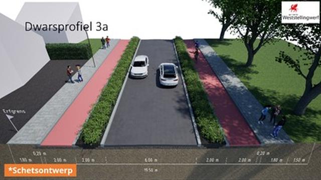 Voor het laatste wegdeel (tot aan de rotonde bij hotel Van der Valk) zijn twee schetsontwerpen gemaakt. In het eerste ontwerp is een haag geplaatst tussen het fietspad en de autorijbaan.
