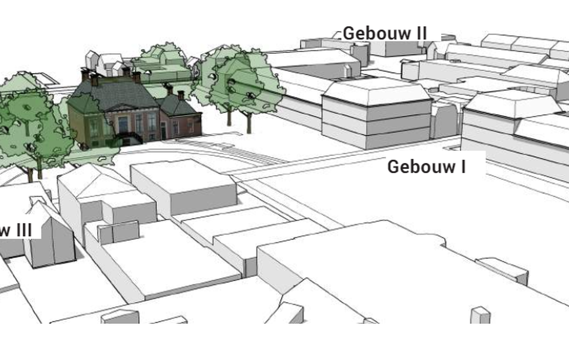 De nieuwe gebouwen ten opzichte van Huize Lindenoord. Foto: Gemeente Weststellingwerf