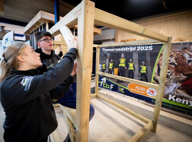 Friese vmbo’ers timmeren fitnessapparaten voor leeuwen en tijgers van Felida in Nijeberkoop